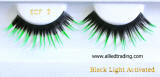 eyelashes glowing in black light. allied trading