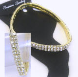 nk161 clear srystal in gold plated frame, stretch anklet 