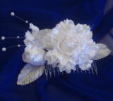 bk25 bridal flower hair comb, faux pearl accented