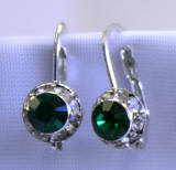 swarovski emerald lever back earrings, 8mm