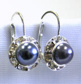 swarovski crystal pearl lever back earrings, 11mmm