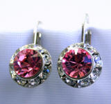 item # ar1159 swarovski light rose hoop earrings, 11mm