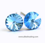swarovski aquamarine color round stone stud earrings, 5mm
