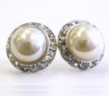 light veige white bridal pearl stud earrings, 20mm