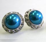 indicolite bridal pearl earrings, 20mm
