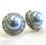 steel blue pearl earrings, 20mm in diameter