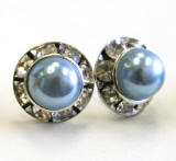 steel blue bridal pearl earrings, 11mm