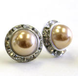 brighter golden shadow bridal pearl earrings, 15mm in diameter