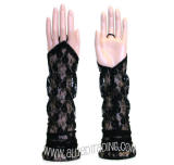 Lace Fingerless Gloves. Black. See through fashinable gloves.  16BL, 19" Long.