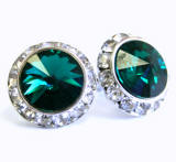 emerald stud earrings, 20mm