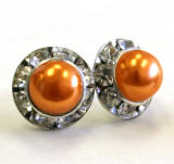 lighter orange pearl earrings in 11mm