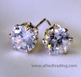 cubic zirconia 925 silver stud earrings, 7mm