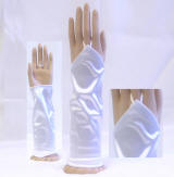 GV44 Fingerless Gloves, Satin Stretch, Pur White Color