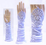 GV51 Fingerless Gloves with Faux Pearl Details, Satin Stretch