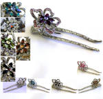 long hair clips with teeth, swarovski elements crystals