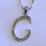crystal pendent necklace, initial c, 35mm high