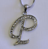 letter P swarovski pendent wth snake chain