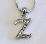 Initial Necklace with snake chain, Crystal Initial z, 20mm high